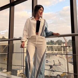 Others Follow Women's Cream and Blue Track Pants